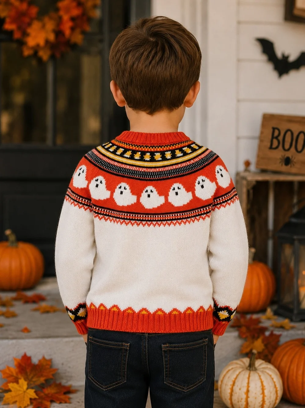 GYMBOREE BOYS GHOST HALLOWEEN SWEATER SZ 5T